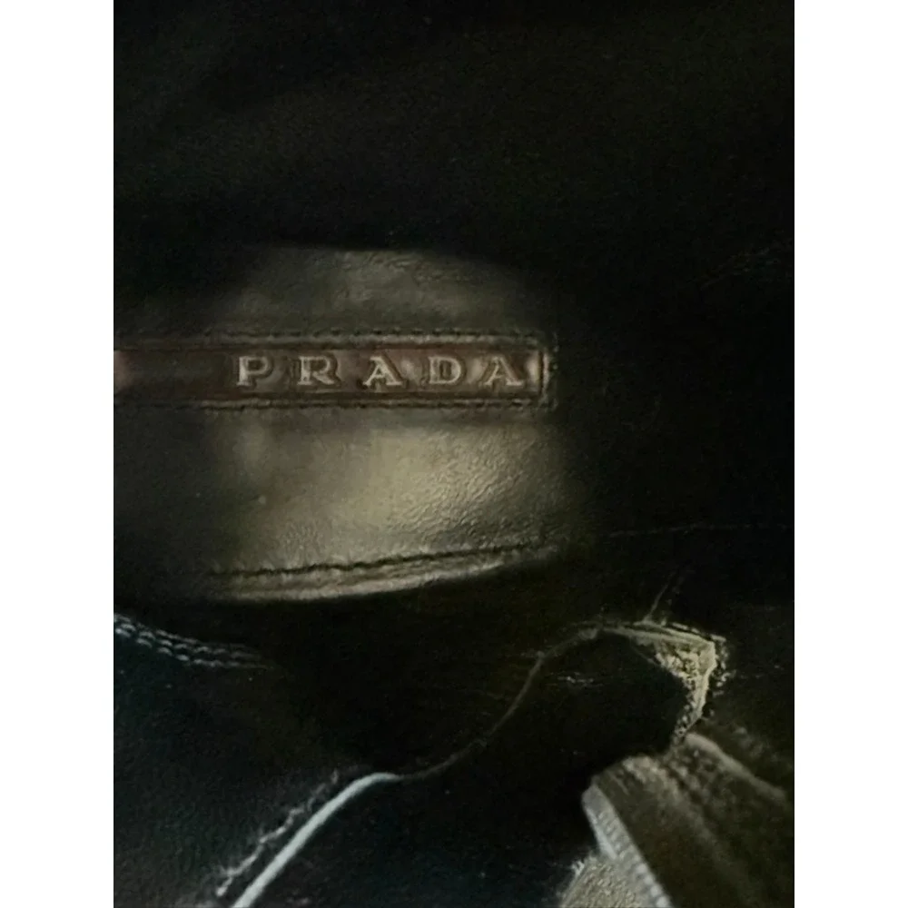 Prada Black Fabric Block‎ Heel Ankle Boots Women's Size 38.5/8.5